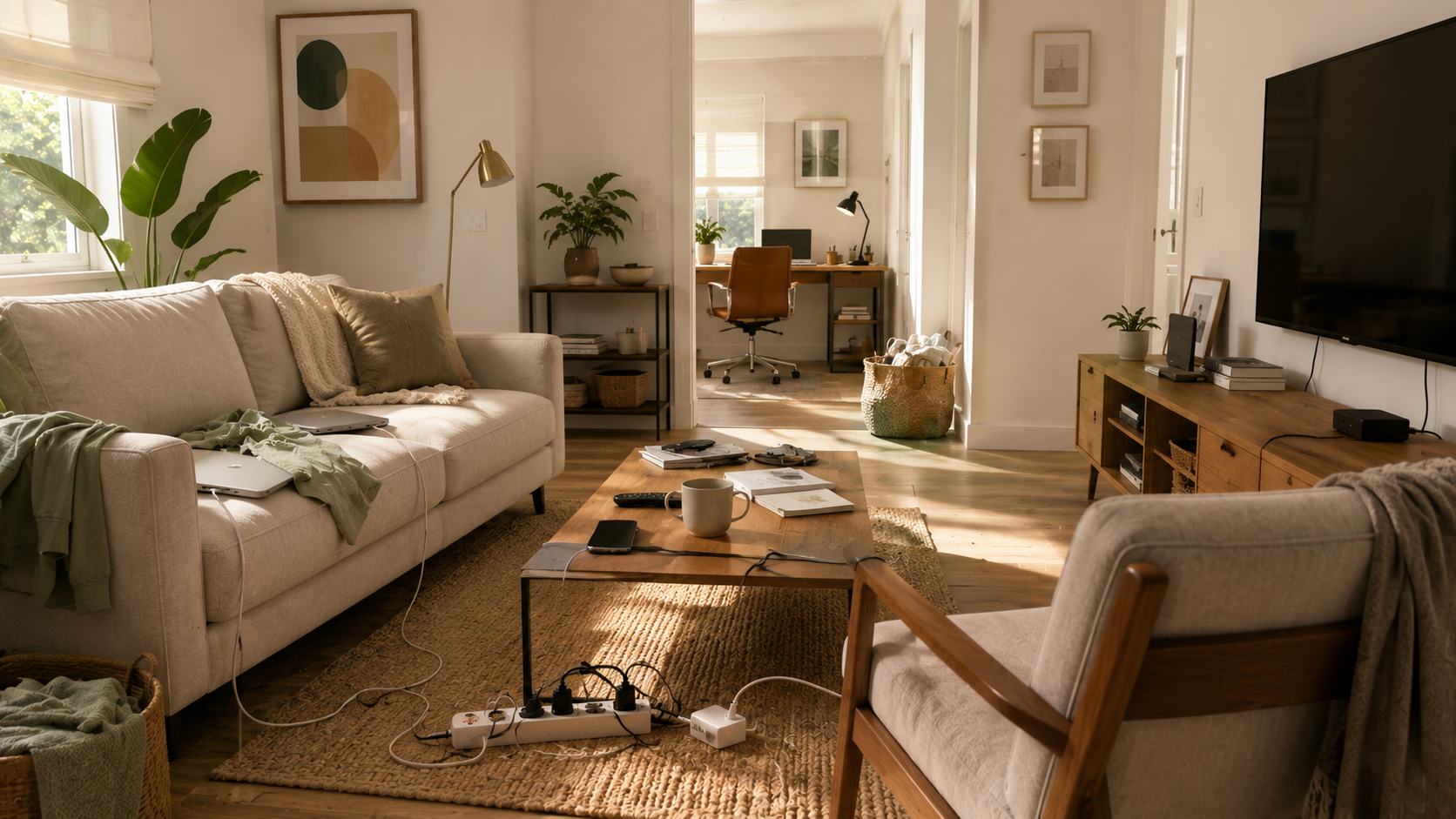 Muitas vezes nos acostumamos com pequenos desconfortos em casa, como desviar de móveis ou usar extensões, sem perceber que o espaço deveria se adaptar a nós, e não o contrário. Crédito: divulgação