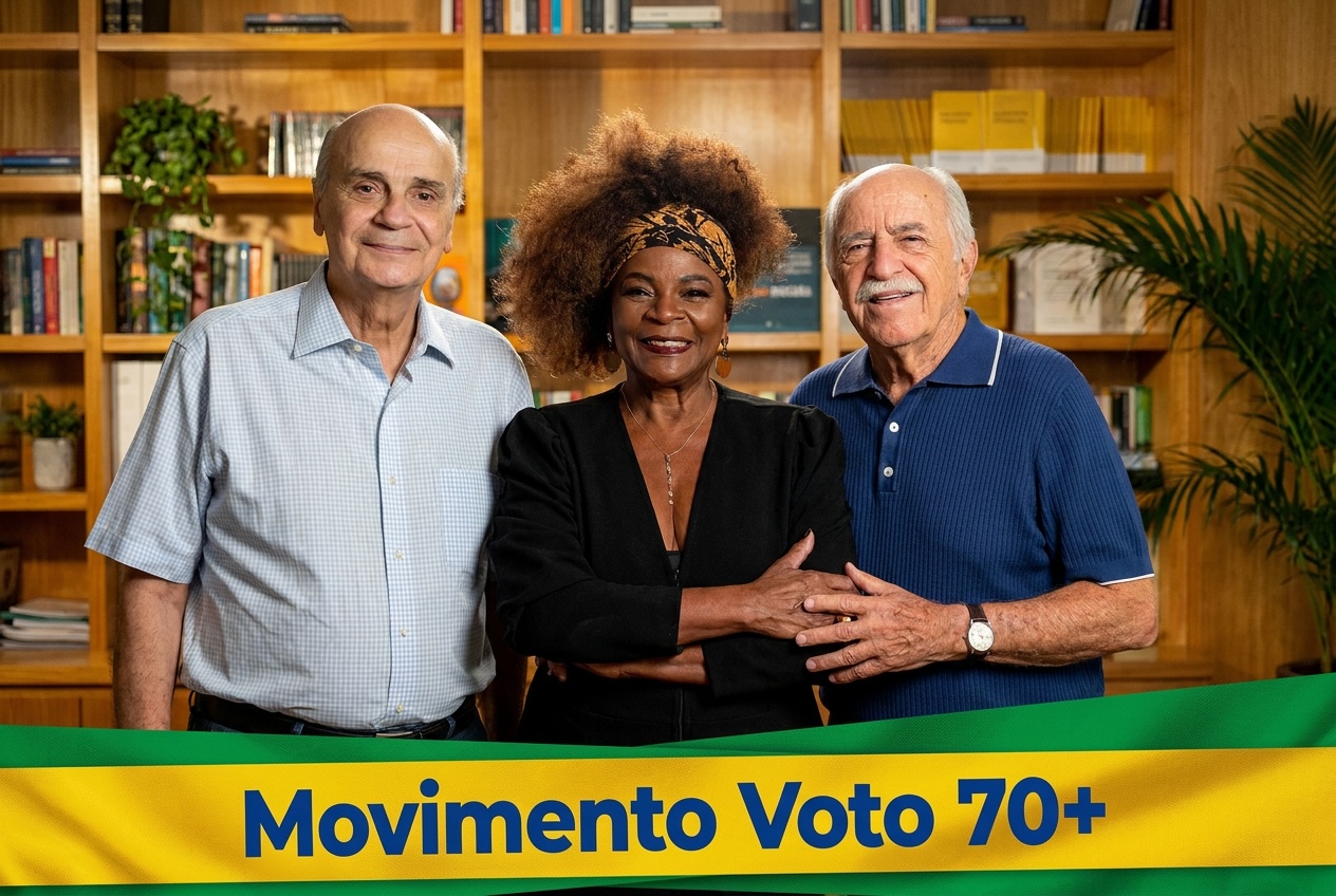 O Movimento Voto 70+, iniciativa liderada pelo hub de dados estratégicos data8, reforça o potencial de influência dos brasileiros com mais de 70 anos no processo democrático. Crédito: imagem gerada por IA
